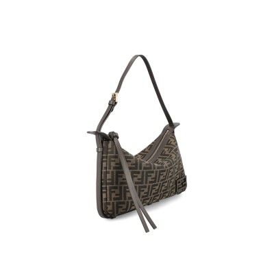 Medium FF Simply Shoulder Bag in Brown Canvas