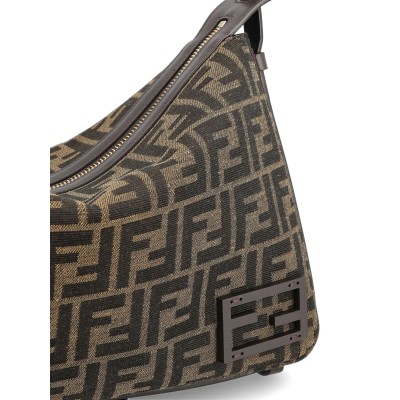 Medium FF Simply Shoulder Bag in Brown Canvas