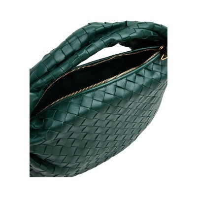 Teen Jodie Intrecciato Leather in Dark Green