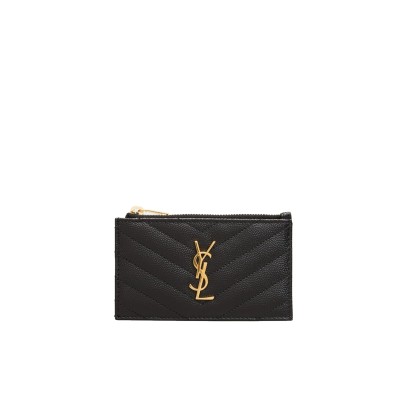 Monogram Fragments Zippered Card Case in Black