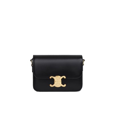 Teen Triomphe Bag In Shiny Calfskin Black