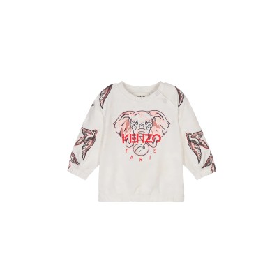 Kids Sweatshirt Grey Elephant And Birds Pink Logo Red