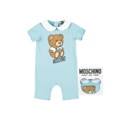 Baby Onesie Teddy Bear Logo Light Blue