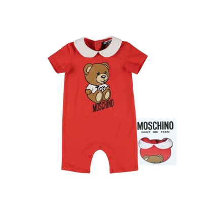 Baby Onesie Teddy Bear Logo Red