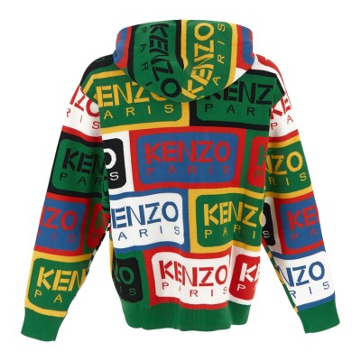 Jacket Hoodie With Zipper Labels All Over Logo Multicolor