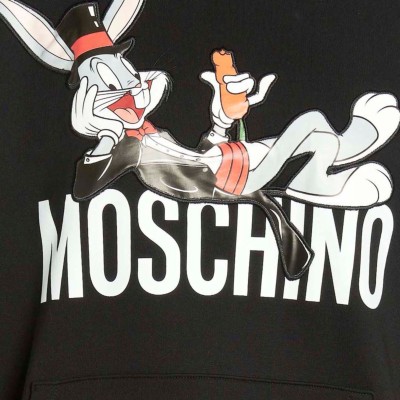 X Looney Tunes Bugs Bunny Hoodie Black Logo White Print