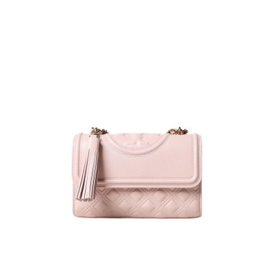 Fleming Small Grained Leather Shoulder Bag in Blush