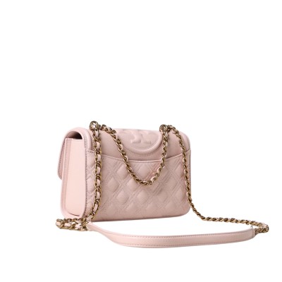 Fleming Small Grained Leather Shoulder Bag in Blush