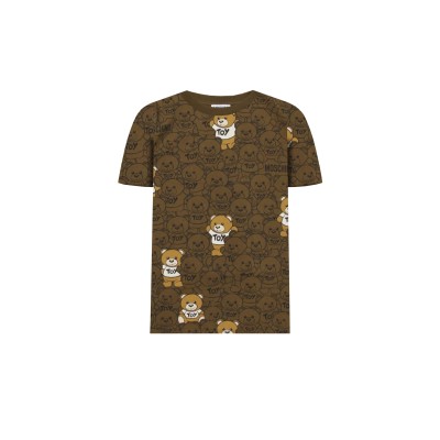 Kids Set Teddy Bear Toy Tshirt Black Khaki