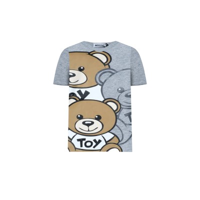 Kids Tshirt Cotton Teddy Bear Print Grey