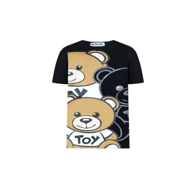 Kids Tshirt Cotton Teddy Bear Print Black