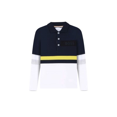 Kids Polo Long Sleeve Navy Stripe Multicolor