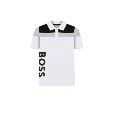 Kids Polo Tiburt White Stripe Multicolor With Logo Black