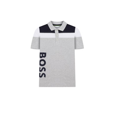 Kids Polo Tiburt Grey Stripe Multicolor With Logo Black