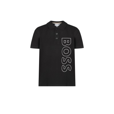 Kids Polo Black With Logo White