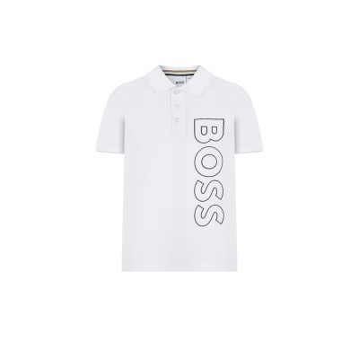 Kids Polo White With Logo Black