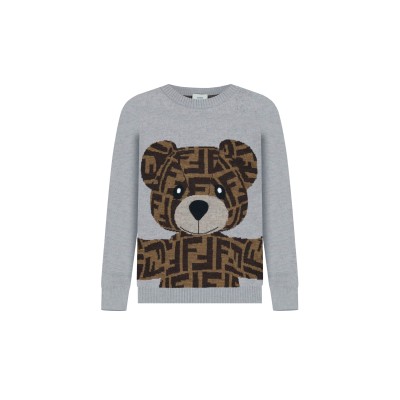 Kids Pullover Jacquard Bear Grey Melange