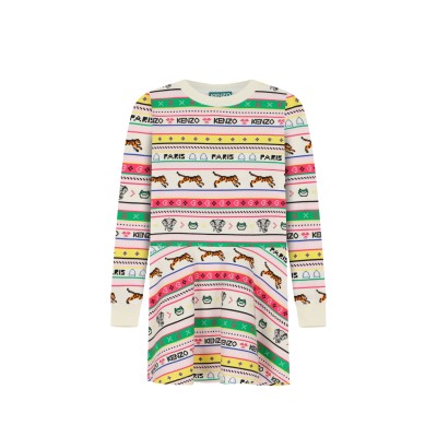 Kids Dress Jungle Game Multicolor Jacquard