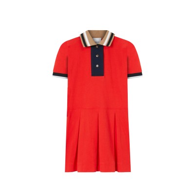 Cotton Piqué Polo Shirt Dress Bold Red