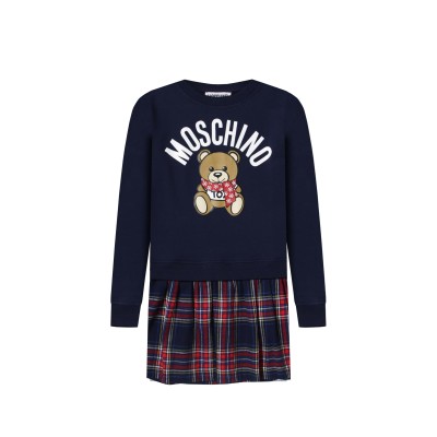 Kids Dress Teddy Bear Winter Logo Navy