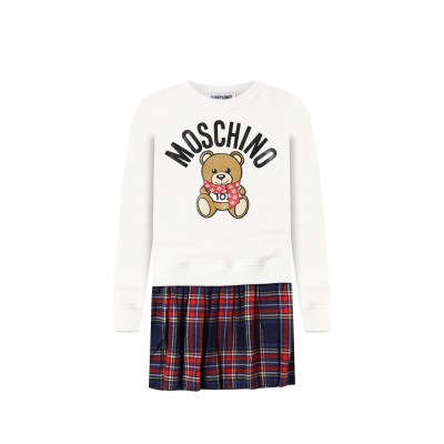 Kids Dress Teddy Bear Winter Logo White