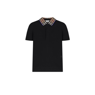 Kids Johane EKD Polo Shirt Black Check Collar Cotton