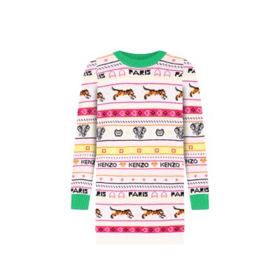 Knit Dress Jacquard  Jungle Game Ivory Multicolor