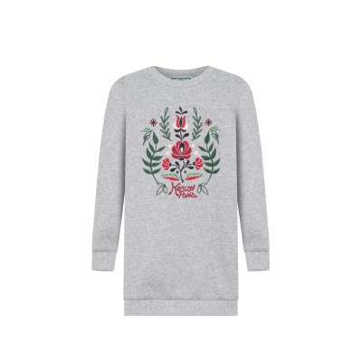 Kids Dress Festive Embroidered Grey