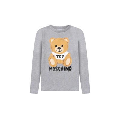 Kids Long Shirt Teddy Toy Logo Grey