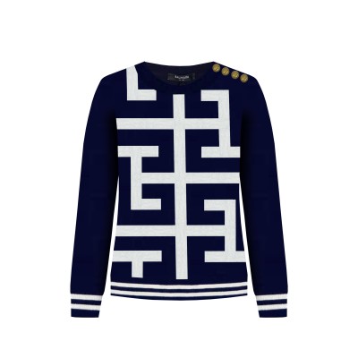 Knit Jumper With Maxi Monogram Dark Navy/White