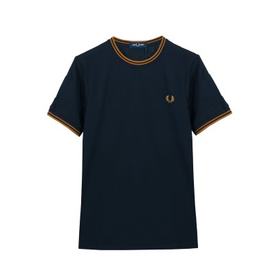 Twin Tipped T-Shirt Navy Logo Dark Caramel