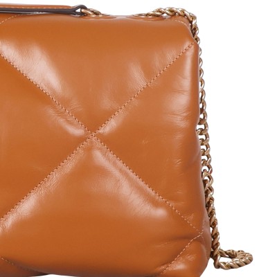 Kira Diamond Quilt Convertible Shoulder Bag Tan