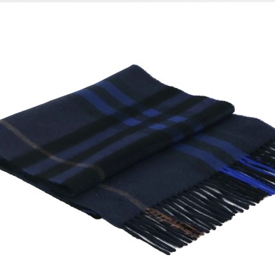 Check Cashmere Scarf Midnight