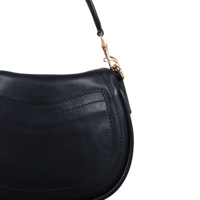 Teddy Lock Leather Medium Hobo Bag Black