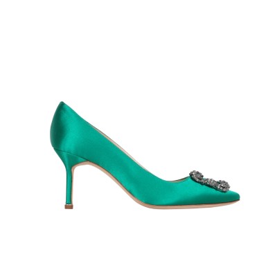 Hangisi 7cm Satin in Bright Green With FMC Crystal Buckle