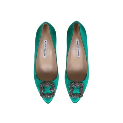 Hangisi 7cm Satin in Bright Green With FMC Crystal Buckle