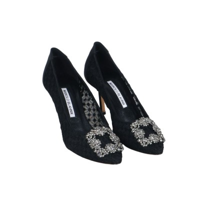 Hangisi 7cm Black Lace Dark Buckle Pumps