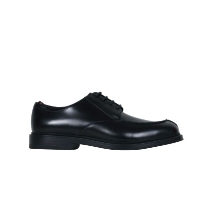 Nievro Leather Derbies In Black Calf Brushed