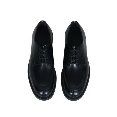 Nievro Leather Derbies In Black Calf Brushed
