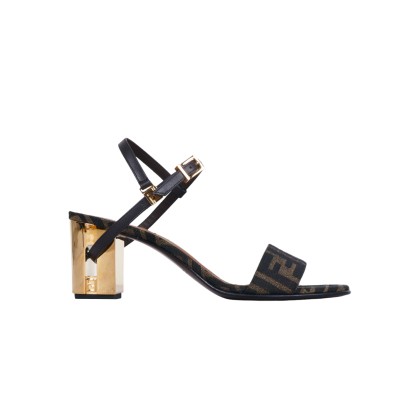 Delfina 65mm FF Jacquard With Ankle Strap Brown