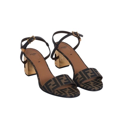 Delfina 65mm FF Jacquard With Ankle Strap Brown