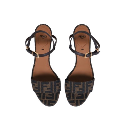 Delfina 65mm FF Jacquard With Ankle Strap Brown