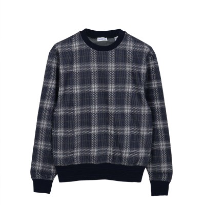 Check Cotton Blend Sweater Indigo