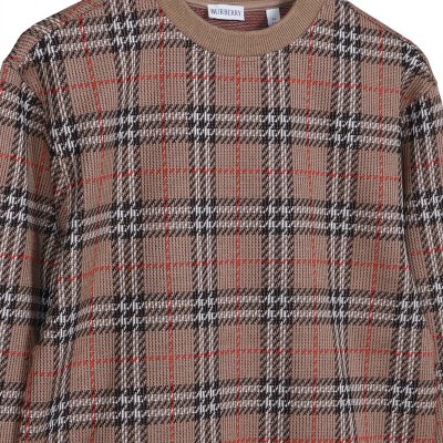 Check Cotton Blend Sweater Nutip