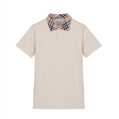 Check Collar Cotton Polo Shirt Nutmeg