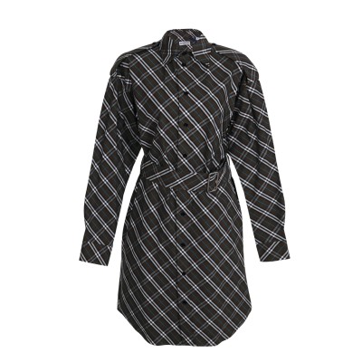 Check Cotton Shirt Dress Snug
