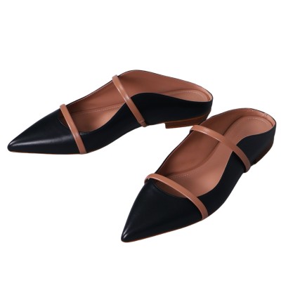 Maureen Flat Mules Leather Black/Nude