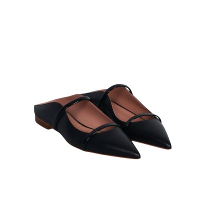 Maureen Flat Mules All Black Leather