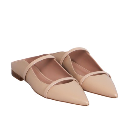 Maureen Flat Mules Leather Buff/Buff