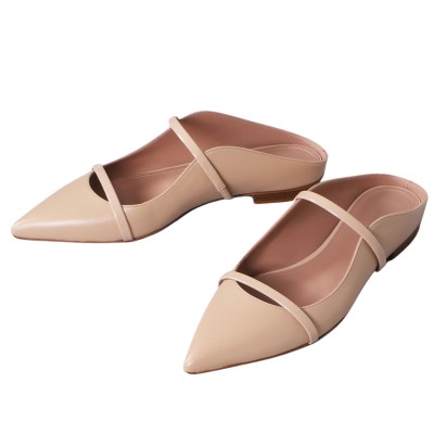 Maureen Flat Mules Leather Buff/Buff